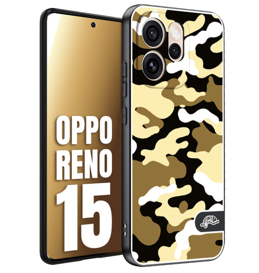 CUSTOMIZZA - Custodia cover nera morbida in tpu compatibile per Oppo Reno 15 camouflage mimetico militare giallo desert brown
