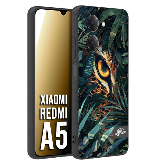 CUSTOMIZZA - Custodia cover nera morbida in tpu compatibile per Xiaomi Redmi A5 animali color giungla tropicale occhio di giaguaro felino disegnato