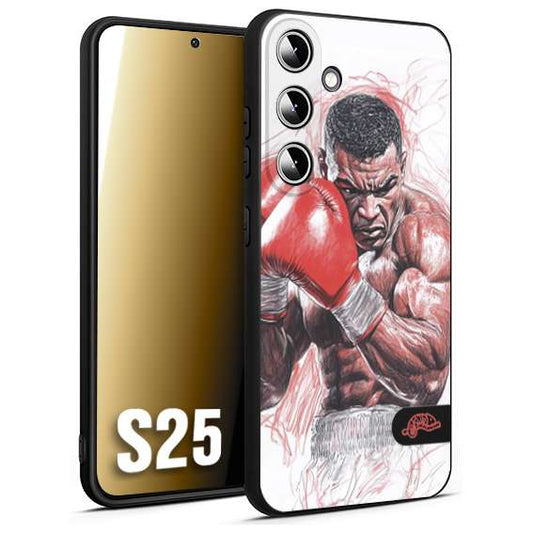 CUSTOMIZZA - Custodia cover nera morbida in tpu compatibile per Samsung S25 pugilato pugili disegno tattoo guantoni boxer pesi massimi iron mike