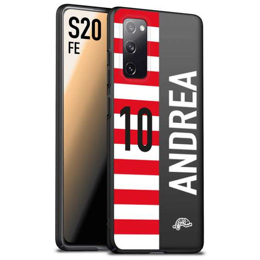 CUSTOMIZZA - Custodia cover nera morbida in tpu compatibile per Samsung S20 FE personalizzata calcio football nome e numero calciatori bianco rossa