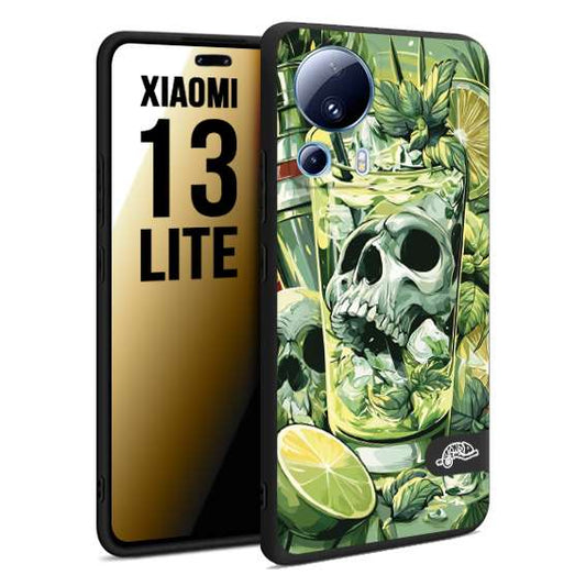 CUSTOMIZZA - Custodia cover nera morbida in tpu compatibile per Xiaomi 13 LITE Mojito cocktail teschio illustrazione drink lime menta ghiacci tropicale street art