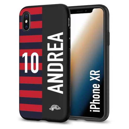 CUSTOMIZZA - Custodia cover nera morbida in tpu compatibile per iPhone Xr personalizzata calcio football nome e numero calciatori rossoblu