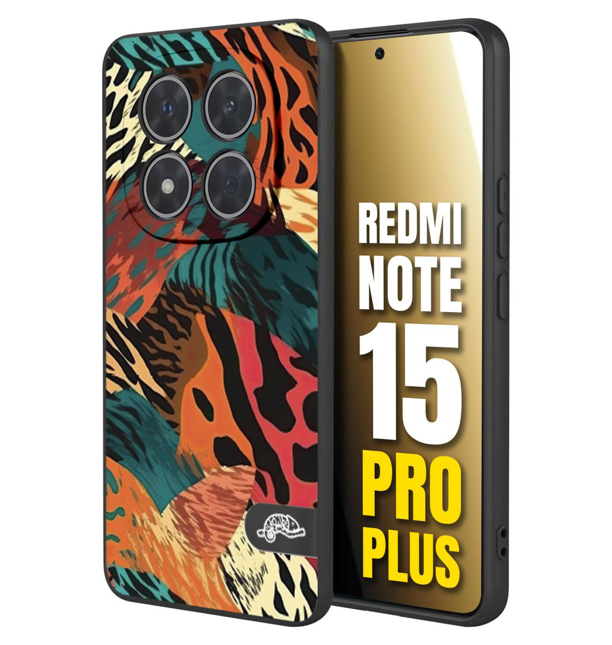 CUSTOMIZZA - Custodia cover nera morbida in tpu compatibile per Xiaomi Redmi Note 15 PRO PLUS leopardato tigrato tiger colorata summer arancio verde fucsia