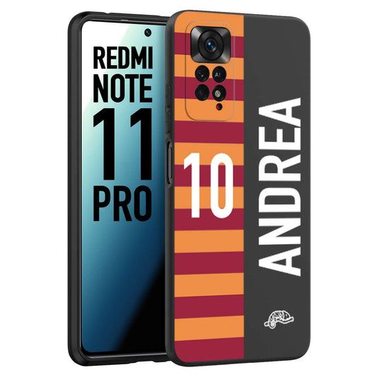 CUSTOMIZZA - Custodia cover nera morbida in tpu compatibile per Xiaomi Redmi Note 11 PRO personalizzata calcio football nome e numero calciatori giallo rossi