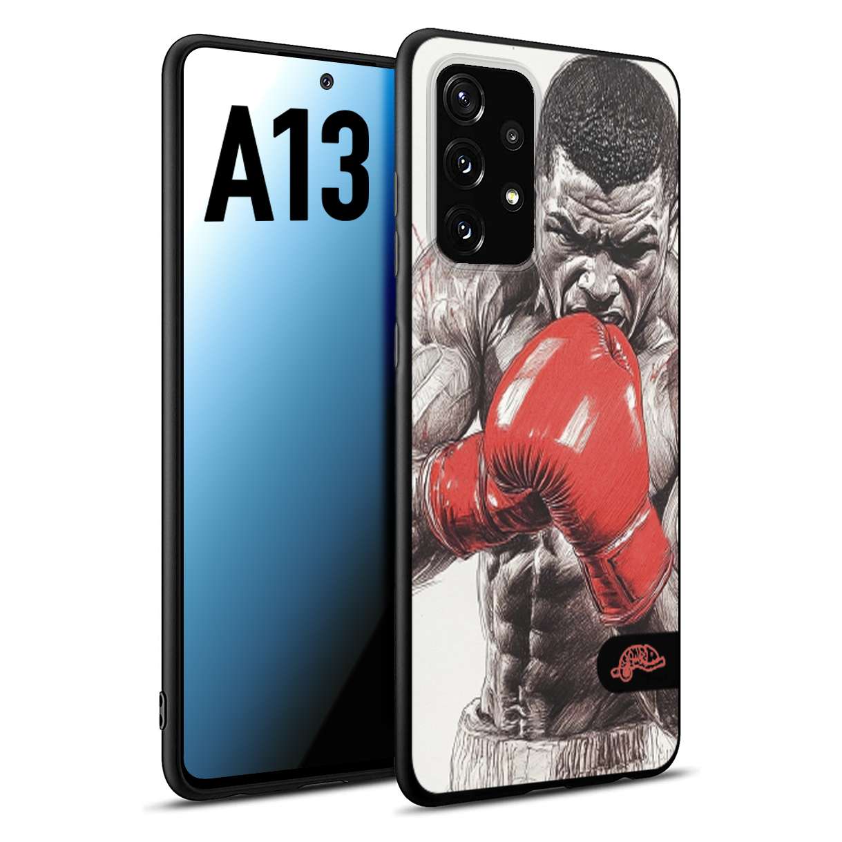 CUSTOMIZZA - Custodia cover nera morbida in tpu compatibile per Samsung A13 pugilato pugili disegno tattoo guantoni box pesi massimi gancio