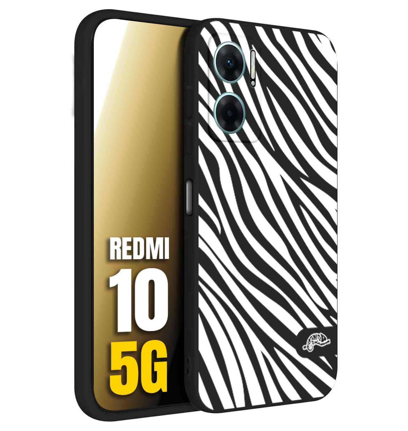 CUSTOMIZZA - Custodia cover nera morbida in tpu compatibile per Xiaomi Redmi 10 5G zebrata maculata a rilievo soft touch donna bianca