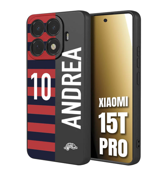 CUSTOMIZZA - Custodia cover nera morbida in tpu compatibile per Xiaomi 15T PRO personalizzata calcio football nome e numero calciatori rossoblu