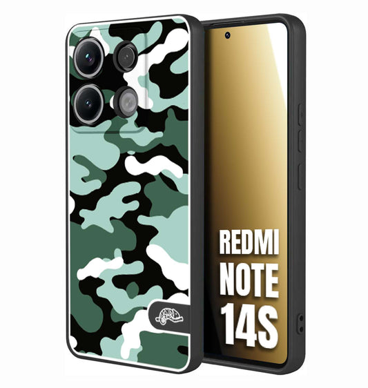 CUSTOMIZZA - Custodia cover nera morbida in tpu compatibile per Xiaomi Redmi Note 14S camouflage mimetico militare verde green