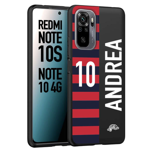 CUSTOMIZZA - Custodia cover nera morbida in tpu compatibile per Xiaomi Redmi Note 10S personalizzata calcio football nome e numero calciatori rossoblu