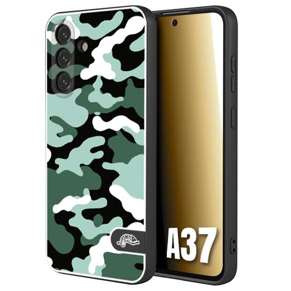 CUSTOMIZZA - Custodia cover nera morbida in tpu compatibile per Samsung A37 camouflage mimetico militare verde green