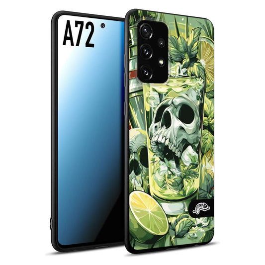 CUSTOMIZZA - Custodia cover nera morbida in tpu compatibile per Samsung A72 Mojito cocktail teschio illustrazione drink lime menta ghiacci tropicale street art