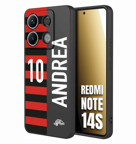 CUSTOMIZZA - Custodia cover nera morbida in tpu compatibile per Xiaomi Redmi Note 14S personalizzata calcio football nome e numero calciatori rossonera