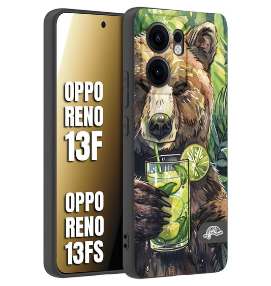 CUSTOMIZZA - Custodia cover nera morbida in tpu compatibile per Oppo Reno 13 F fiori estate disegnata cocktails animali simpatici orso bear negroni