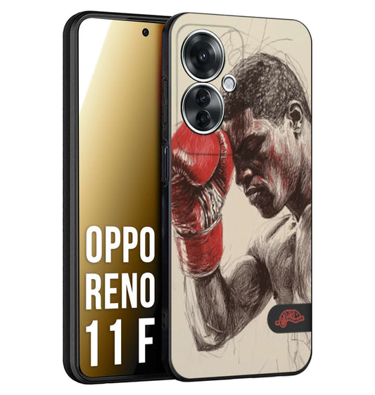 CUSTOMIZZA - Custodia cover nera morbida in tpu compatibile per Oppo Reno 11 F 5G pugilato pugili disegno tattoo guantoni boxer pesi massimi
