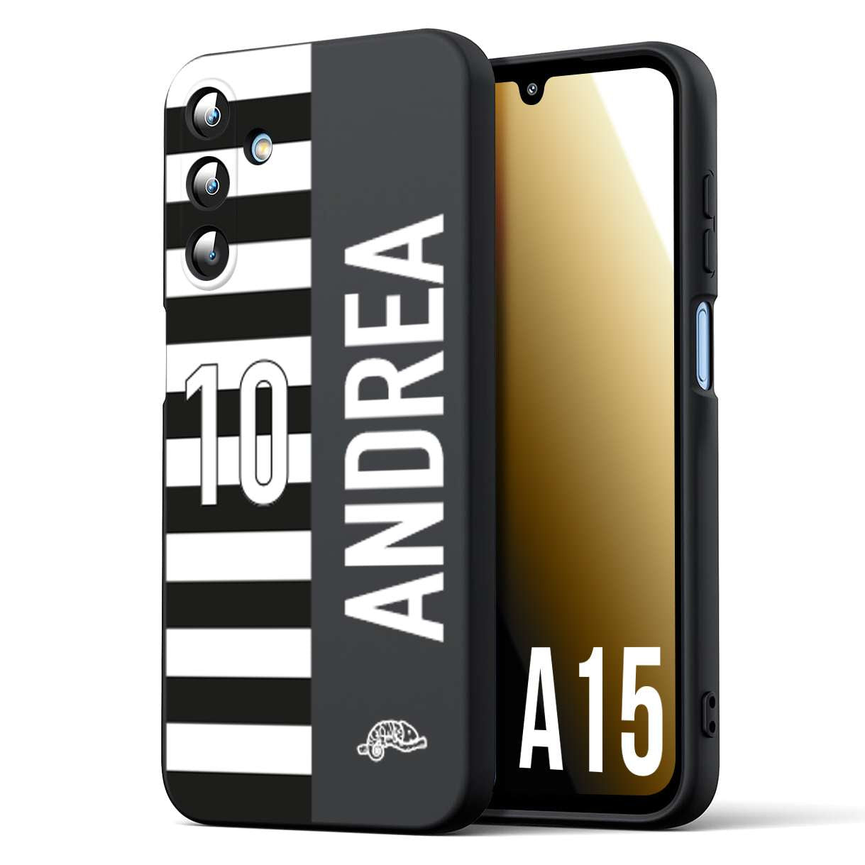 CUSTOMIZZA - Custodia cover nera morbida in tpu compatibile per Samsung A15 5G personalizzata calcio football nome e numero calciatori bianconera