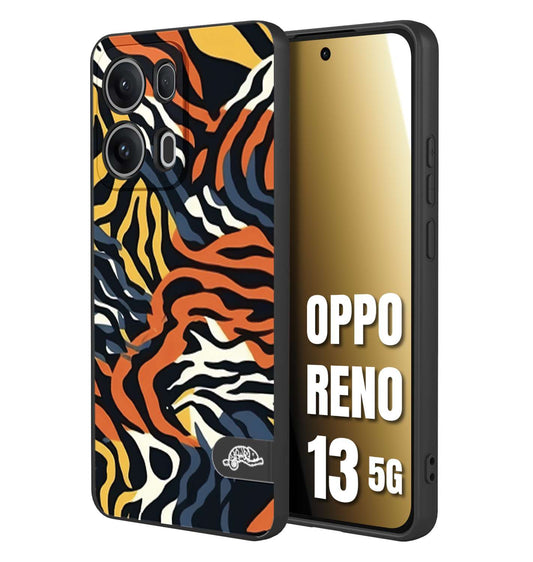 CUSTOMIZZA - Custodia cover nera morbida in tpu compatibile per Oppo Reno 13 5G leopardato maculato tigrato tiger colorata gialla blu arancio
