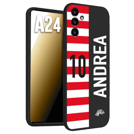 CUSTOMIZZA - Custodia cover nera morbida in tpu compatibile per Samsung A24 personalizzata calcio football nome e numero calciatori bianco rossa