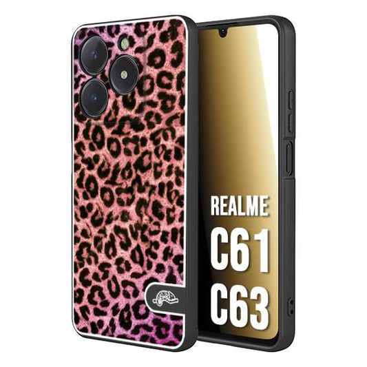 CUSTOMIZZA - Custodia cover nera morbida in tpu compatibile per Oppo C61 - C63 leopardato maculato donna rosa leopard