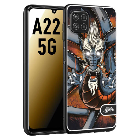 CUSTOMIZZA - Custodia cover nera morbida in tpu compatibile per Samsung A22 5G drago giapponese tattoo japan dragon