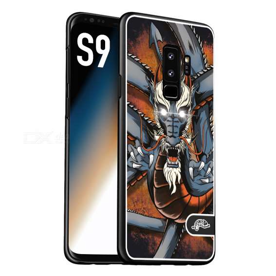 CUSTOMIZZA - Custodia cover nera morbida in tpu compatibile per Samsung S9 drago giapponese tattoo japan dragon