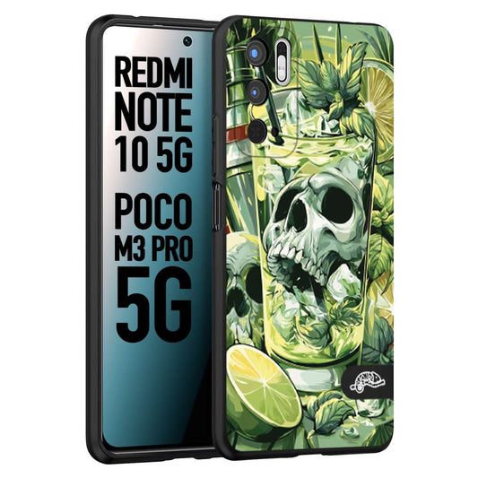 CUSTOMIZZA - Custodia cover nera morbida in tpu compatibile per Xiaomi Redmi Note 10 5G - Poco M3 Pro 5G Mojito cocktail teschio illustrazione drink lime menta ghiacci tropicale street art