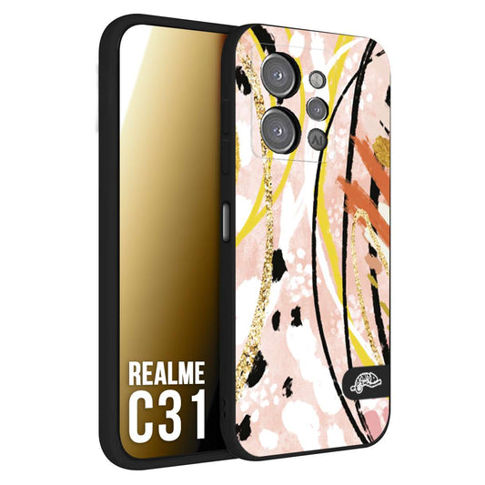 CUSTOMIZZA - Custodia cover nera morbida in tpu compatibile per Realme C31 fiori astratti donna zebrato leopardato fantasia dorata gialla rosa colorata