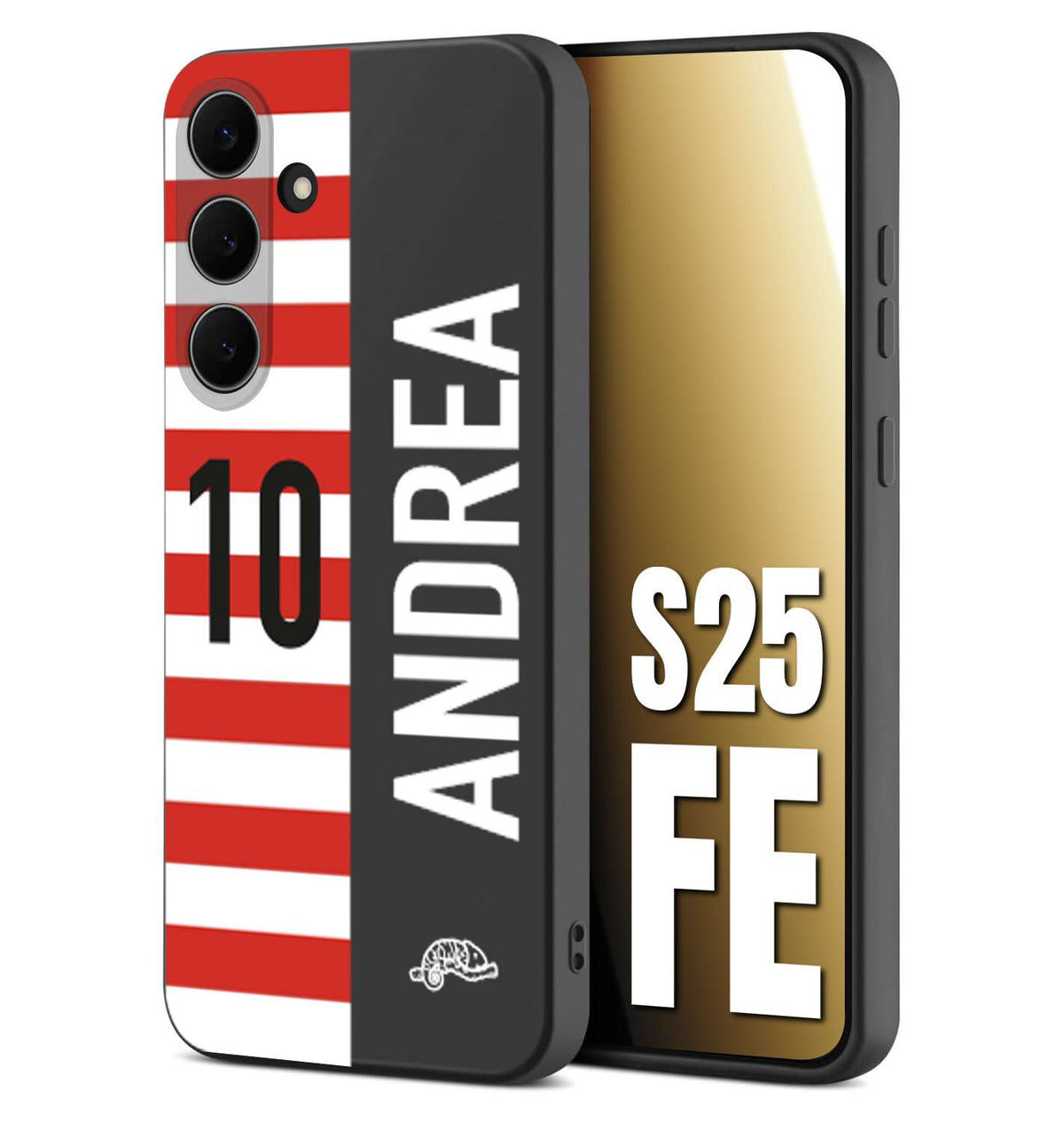 CUSTOMIZZA - Custodia cover nera morbida in tpu compatibile per Samsung S25 FE personalizzata calcio football nome e numero calciatori bianco rossa
