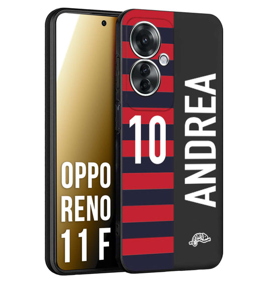 CUSTOMIZZA - Custodia cover nera morbida in tpu compatibile per Oppo Reno 11 F 5G personalizzata calcio football nome e numero calciatori rossoblu