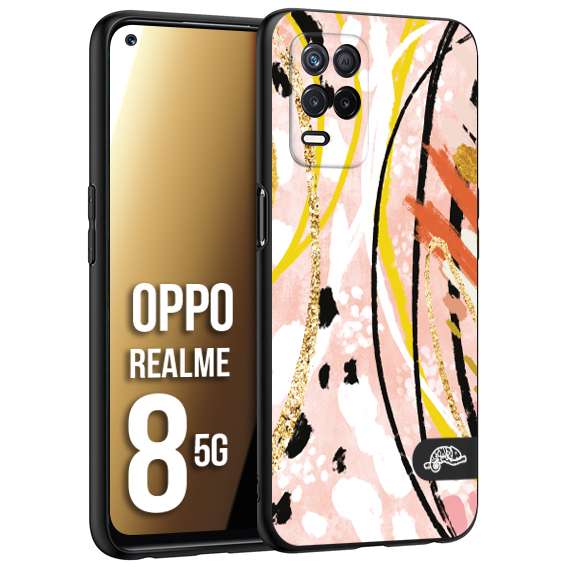 CUSTOMIZZA - Custodia cover nera morbida in tpu compatibile per Oppo Realme 8 5G fiori astratti donna zebrato leopardato fantasia dorata gialla rosa colorata