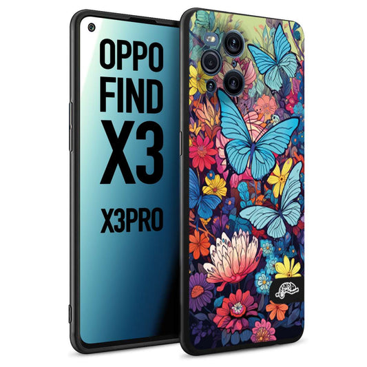 CUSTOMIZZA - Custodia cover nera morbida in tpu compatibile per Oppo Realme 11 PRO PLUS 5G farfalle butterfly moderno donna disegnate gialla blu rosa