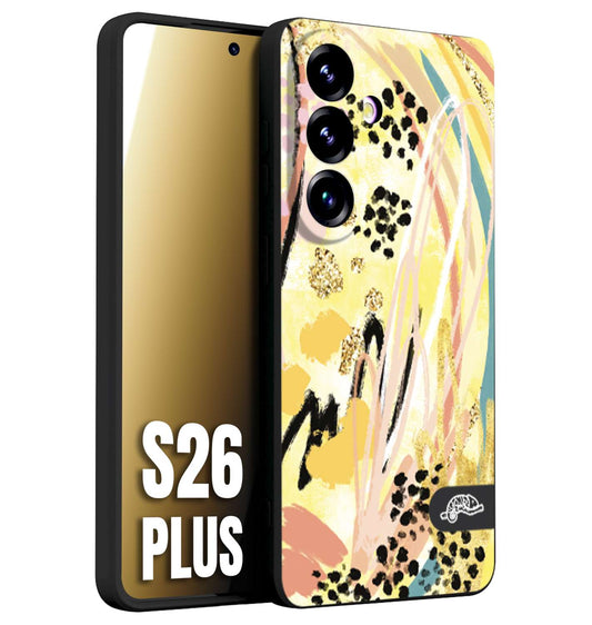 CUSTOMIZZA - Custodia cover nera morbida in tpu compatibile per Samsung S26 PLUS astratti donna flower fantasia estate gialla rosa leopardata