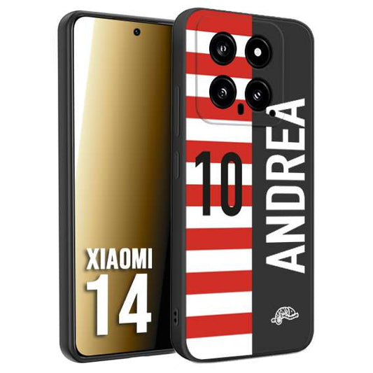 CUSTOMIZZA - Custodia cover nera morbida in tpu compatibile per Xiaomi 14 personalizzata calcio football nome e numero calciatori bianco rossa