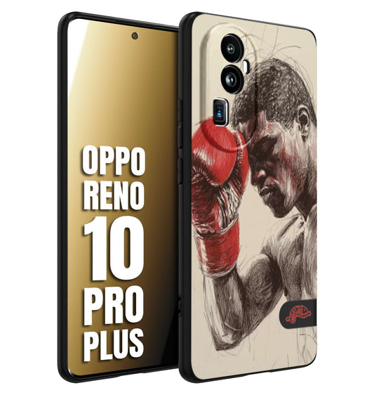 CUSTOMIZZA - Custodia cover nera morbida in tpu compatibile per Oppo Reno 10 PRO PLUS pugilato pugili disegno tattoo guantoni boxer pesi massimi