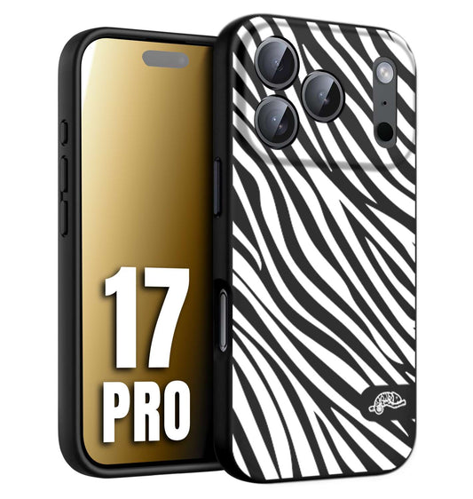 CUSTOMIZZA - Custodia cover nera morbida in tpu compatibile per iPhone 17 PRO zebrata maculata a rilievo soft touch donna bianca