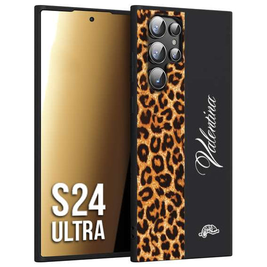 CUSTOMIZZA - Custodia cover nera morbida in tpu compatibile per Samsung S24 ULTRA custom nome scritta leopardato maculato donna marrone leopard