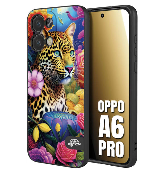 CUSTOMIZZA - Custodia cover nera morbida in tpu compatibile per Oppo A6 PRO astratti donna flower fantasia leopardo ghepardo animali colorati