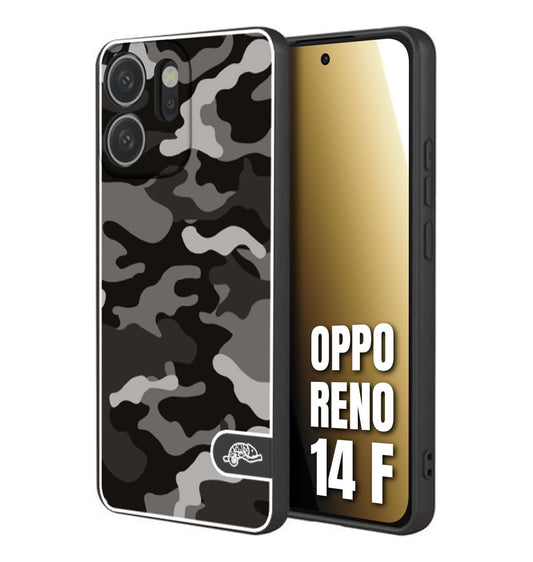 CUSTOMIZZA - Custodia cover nera morbida in tpu compatibile per Oppo Reno 14 F camouflage mimetico militare nero black grigio
