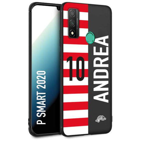 CUSTOMIZZA - Custodia cover nera morbida in tpu compatibile per Huawei P Smart 2020 personalizzata calcio football nome e numero calciatori bianco rossa