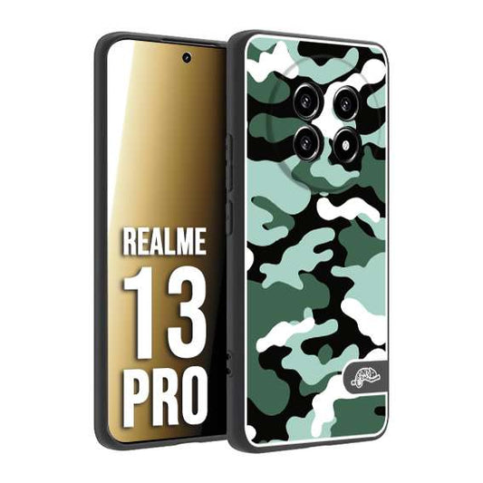CUSTOMIZZA - Custodia cover nera morbida in tpu compatibile per Realme 13 PRO camouflage mimetico militare verde green