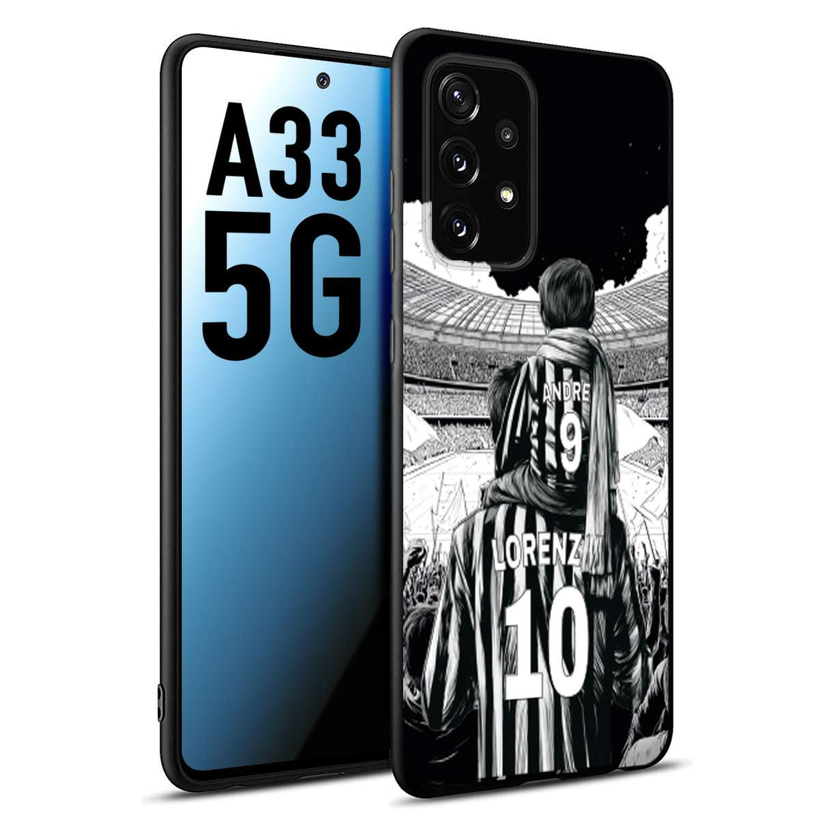 CUSTOMIZZA - Custodia cover nera morbida in tpu compatibile per Samsung A33 5G personalizzata calcio football nome e numero calciatori bianconeri bianca e nera