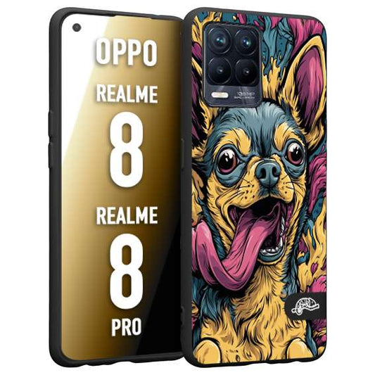 CUSTOMIZZA - Custodia cover nera morbida in tpu compatibile per Realme 8 - 8 PRO Chihuahua illustrazione cane pop art cane street art cartone animato
