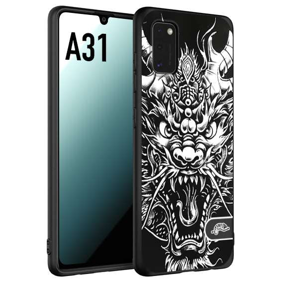 CUSTOMIZZA - Custodia cover nera morbida in tpu compatibile per Samsung A35 5G drago black and white bianco a rilievo disegnato tattoo tatuaggio