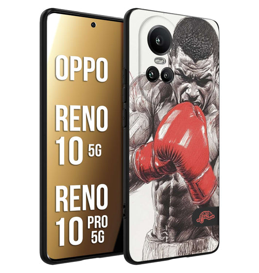 CUSTOMIZZA - Custodia cover nera morbida in tpu compatibile per Oppo Reno 10 5G - 10 PRO 5G pugilato pugili disegno tattoo guantoni box pesi massimi gancio