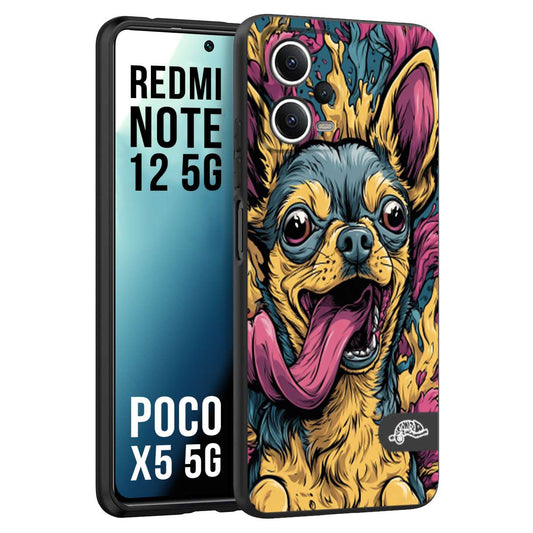 CUSTOMIZZA - Custodia cover nera morbida in tpu compatibile per Xiaomi Redmi Note 12 5G - POCO X5 5G Chihuahua illustrazione cane pop art cane street art cartone animato