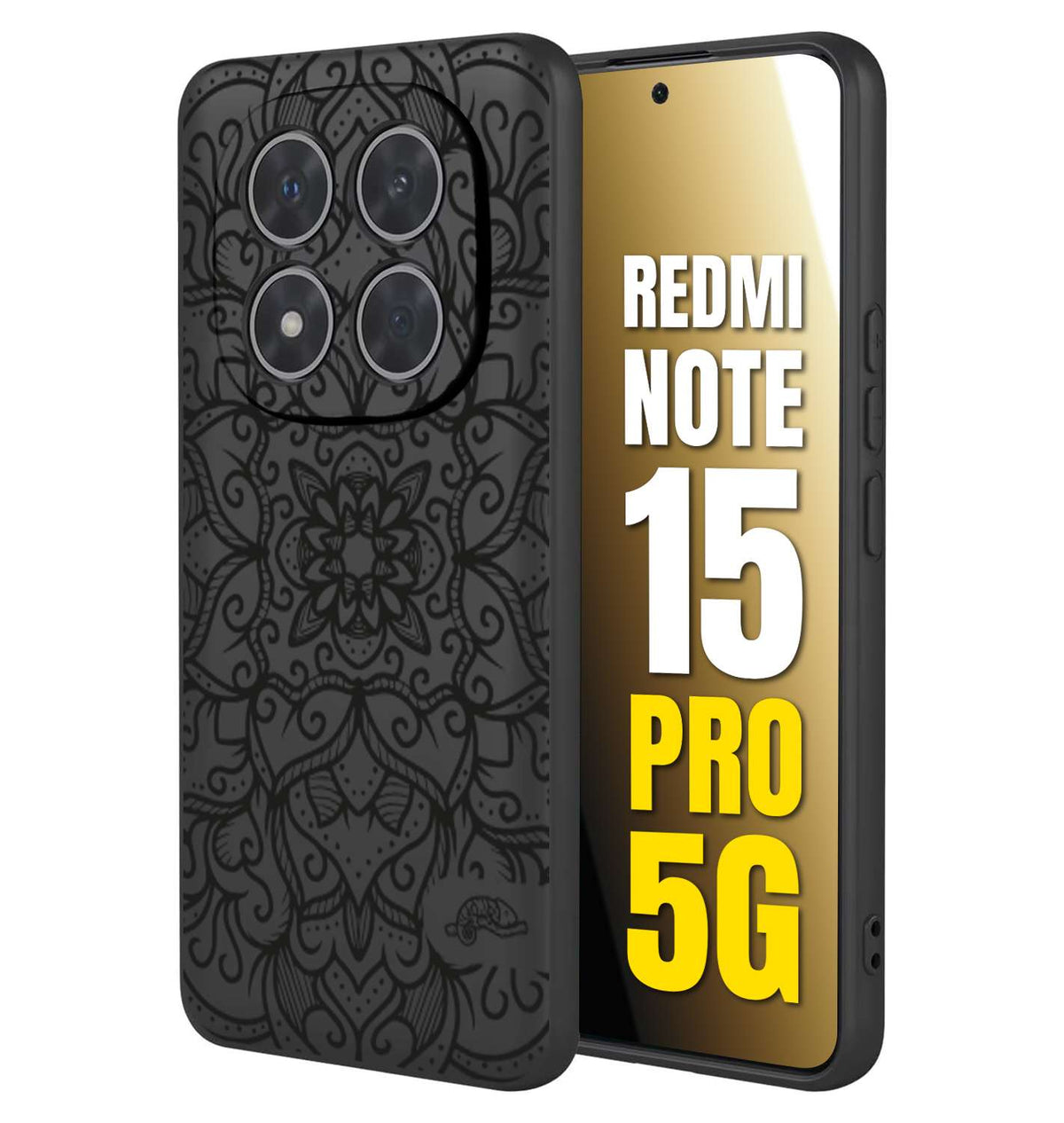 CUSTOMIZZA - Custodia cover nera morbida in tpu compatibile per Xiaomi Redmi Note 15 PRO 5G mandala nero fiore vedo non vedo donna