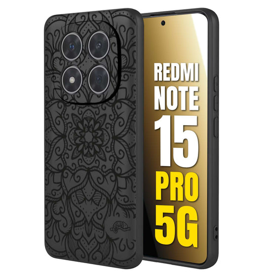 CUSTOMIZZA - Custodia cover nera morbida in tpu compatibile per Xiaomi Redmi Note 15 PRO 5G mandala nero fiore vedo non vedo donna