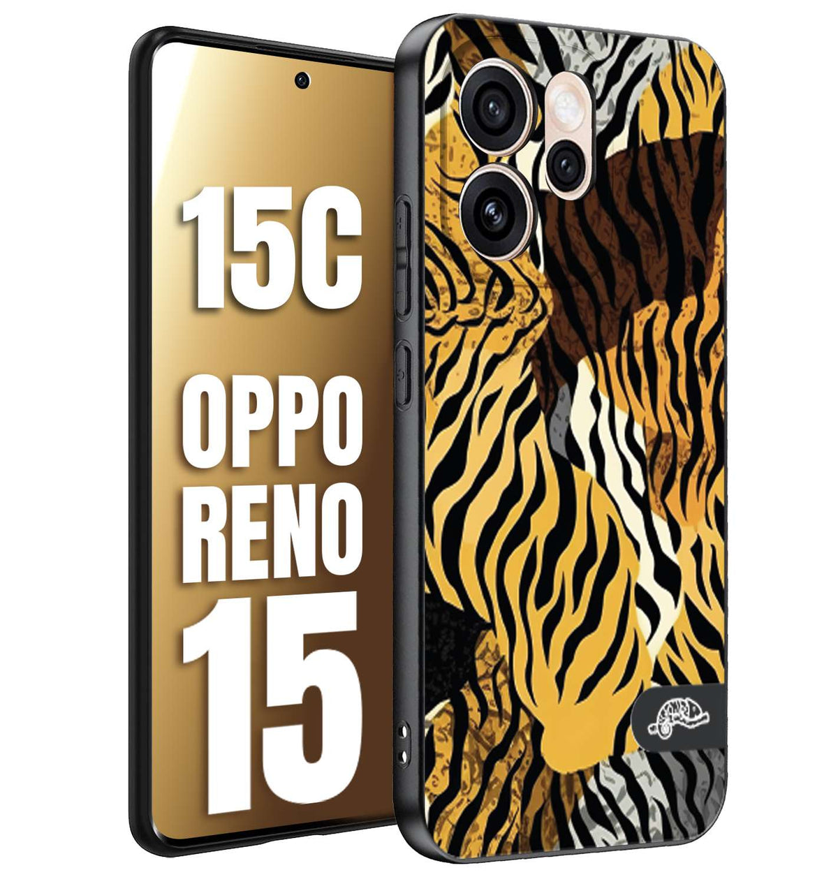 CUSTOMIZZA - Custodia cover nera morbida in tpu compatibile per Oppo Reno 15 - Reno 15Cleopardato tigrato tiger colorata donna fashion estate
