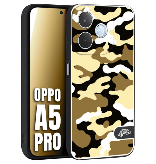 CUSTOMIZZA - Custodia cover nera morbida in tpu compatibile per Oppo A5 PRO camouflage mimetico militare giallo desert brown