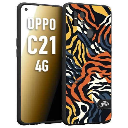 CUSTOMIZZA - Custodia cover nera morbida in tpu compatibile per Realme C21 4G leopardato maculato tigrato tiger colorata gialla blu arancio