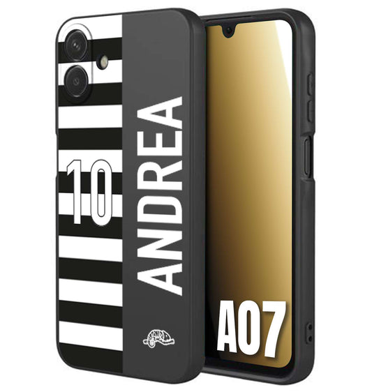 CUSTOMIZZA - Custodia cover nera morbida in tpu compatibile per Samsung A07 personalizzata calcio football nome e numero calciatori bianconera